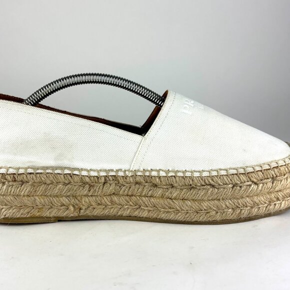 Prada White Canvas Espadrille Flats - size 41/10 US - Picture 4 of 16